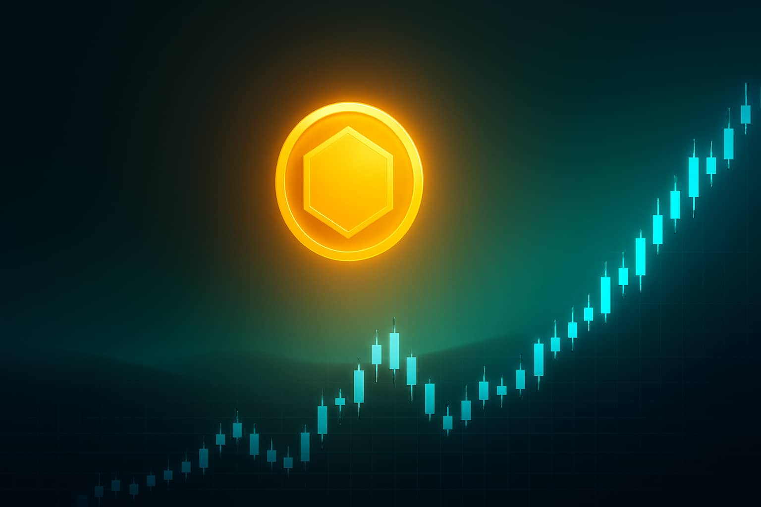 Abstract digital visualization of Bitcoin and cryptocurrency market recovery with rising graph lines