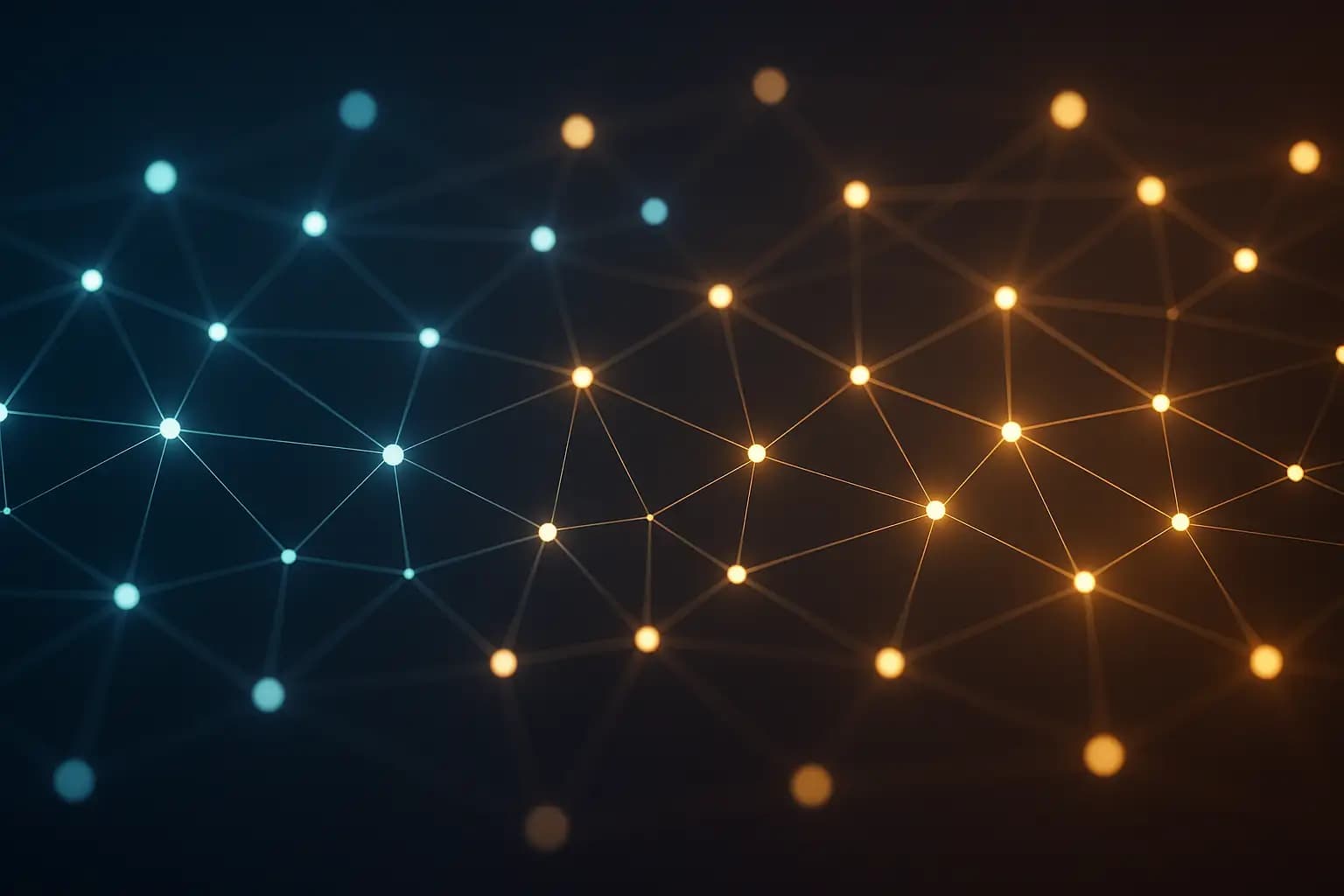 Digital visualization of a decentralized AI network with glowing nodes and data streams