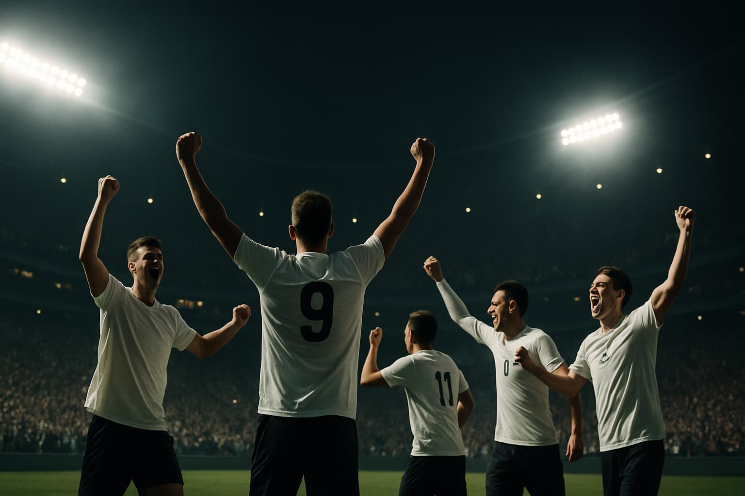 England footballers celebrating a goal during the FIFA World Cup Group L match against Croatia