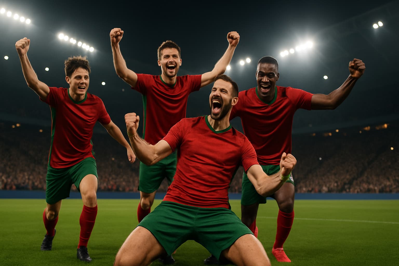 Portugal players celebrating a goal during the 2026 FIFA World Cup