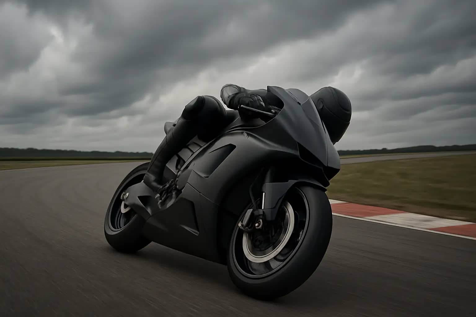 An Aprilia MotoGP bike leaning through a fast corner at a racing circuit