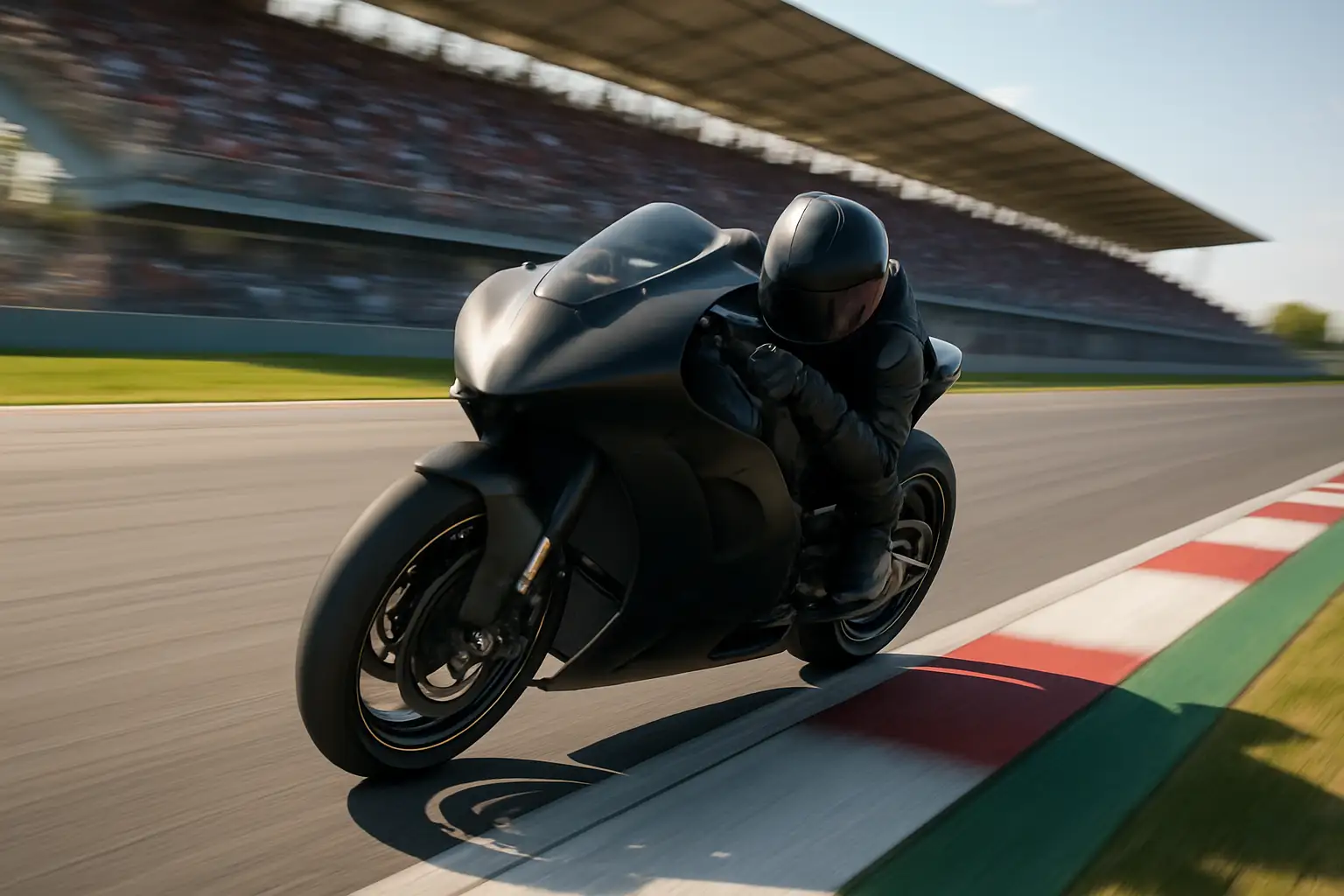 MotoGP prototype motorcycle racing at speed on a grand prix circuit