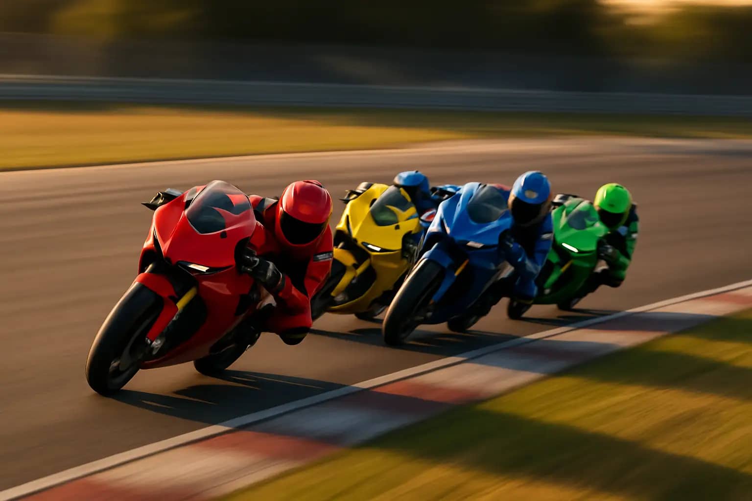 MotoGP prototype motorcycle racing at speed on a Grand Prix circuit