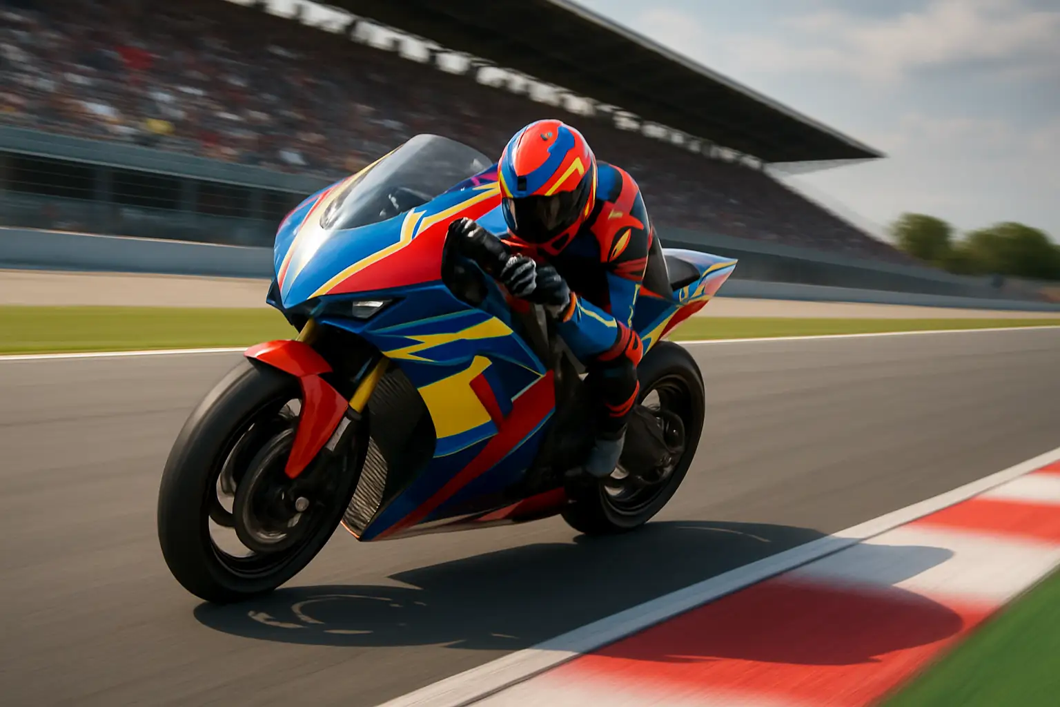 MotoGP prototype motorcycle racing at speed on a circuit