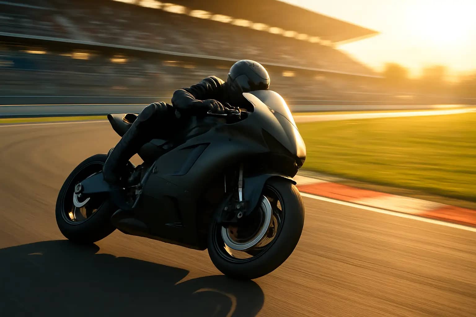 MotoGP prototype motorcycles racing side by side through a fast corner on a sunlit grand prix circuit