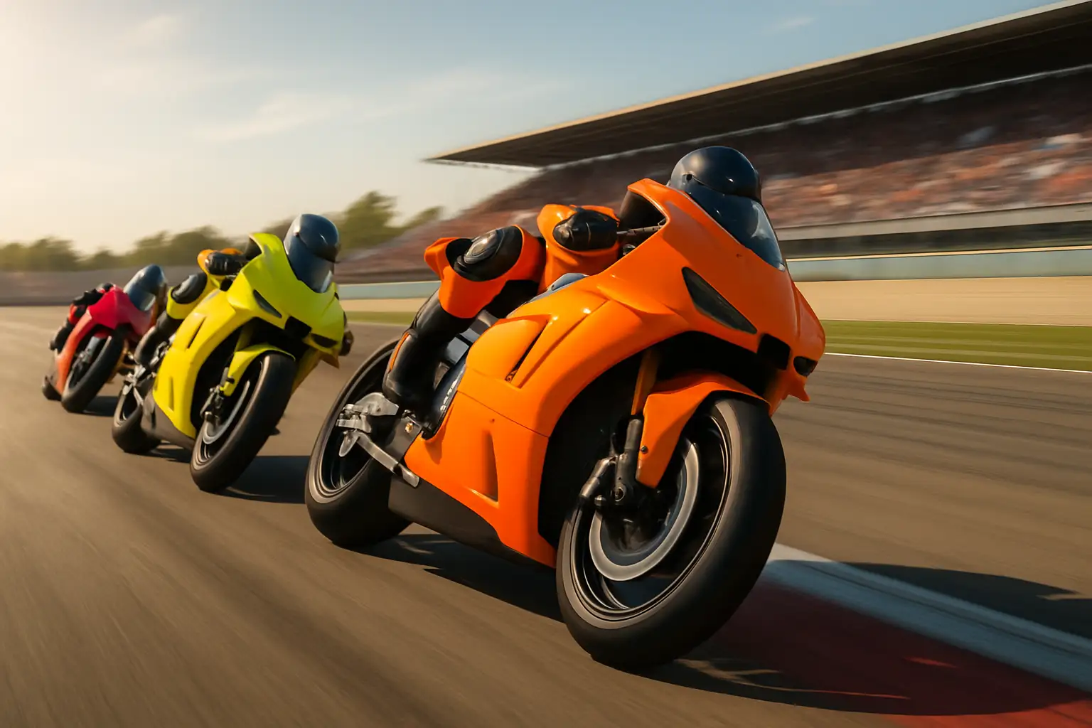 MotoGP prototype motorcycles racing on a purpose-built circuit