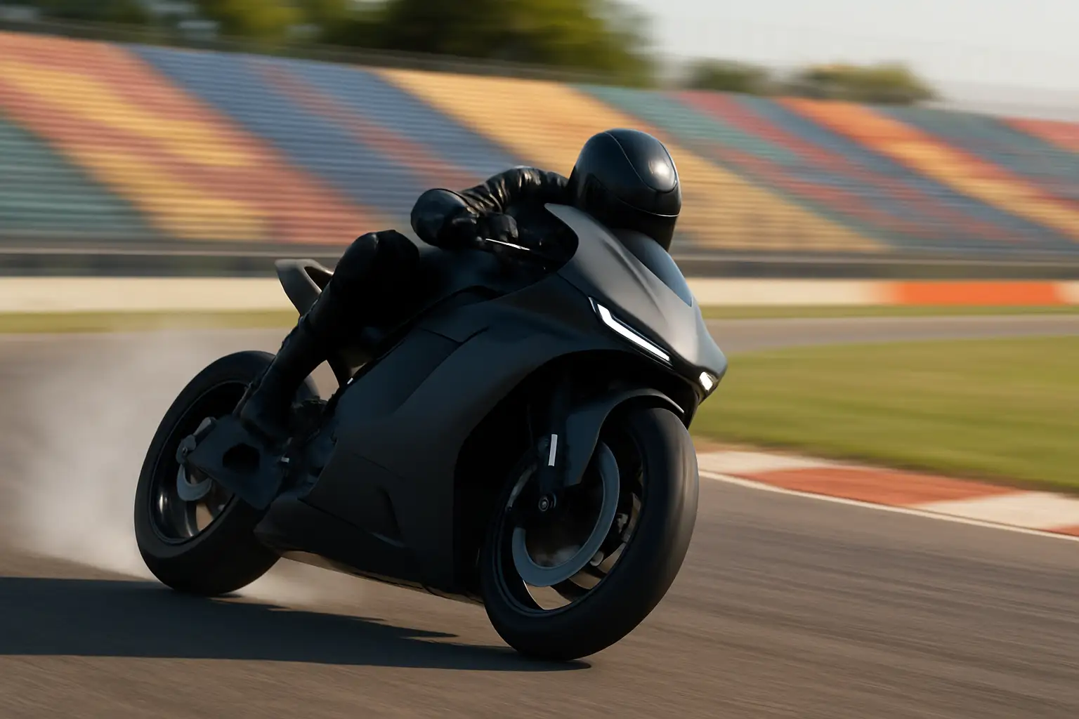 MotoGP prototype motorcycle racing on a circuit at high speed