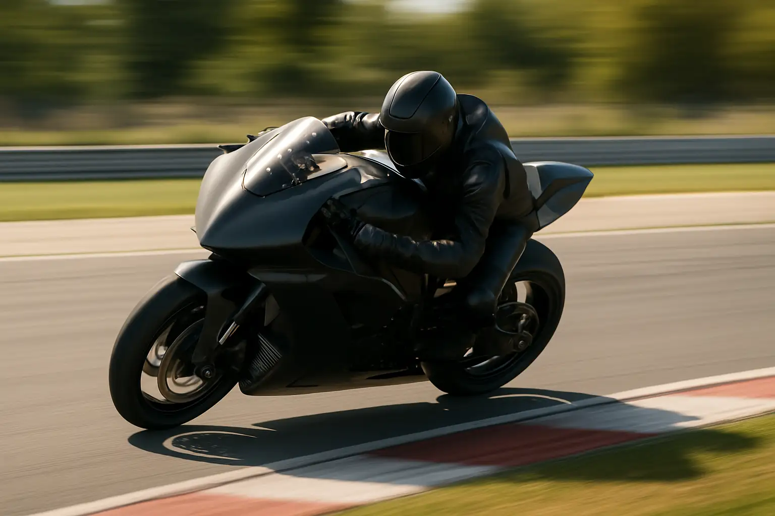 MotoGP prototype motorcycle racing at speed on a Grand Prix circuit