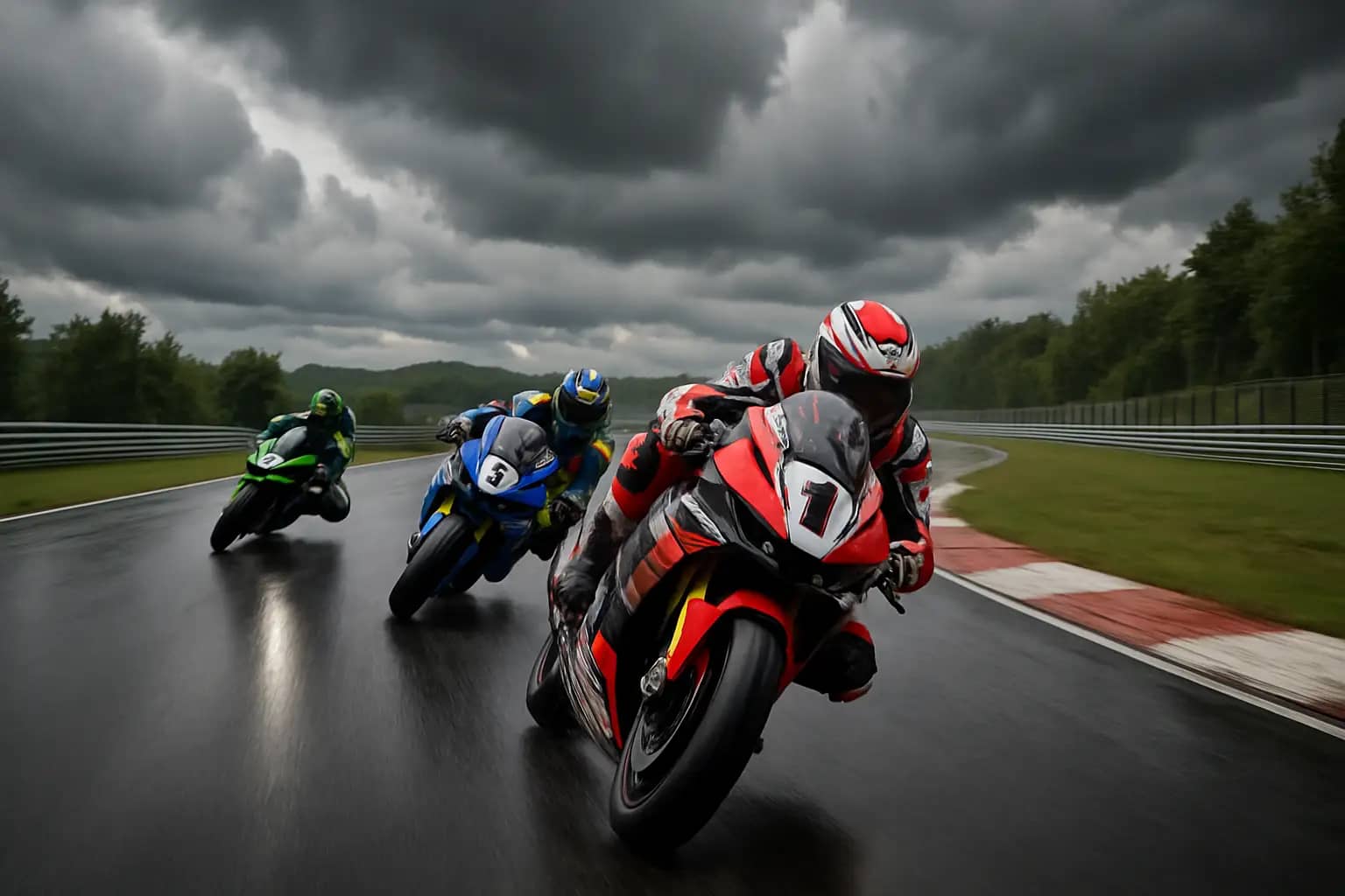 MotoGP riders on track at the Brno circuit during a race weekend