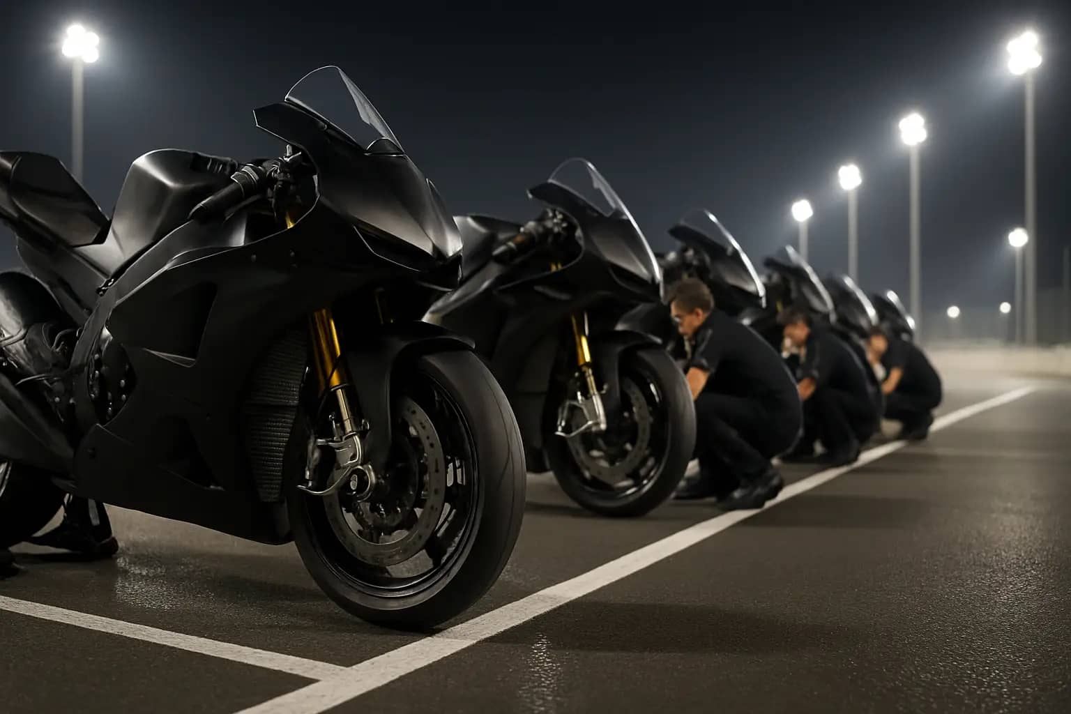 MotoGP motorcycle lined up on the grid at the start of a race